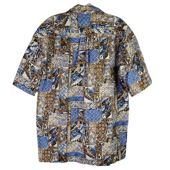The Hawaiian Original Hilo Hattie Shirt Men's Medium Blue SS Button Up Resort - Picture 3 of 7